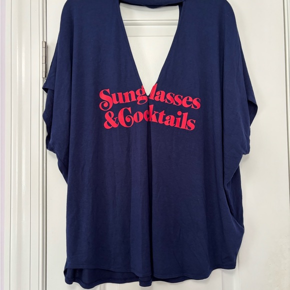 Express Navy Top with Pink Graphic - Picture 1 of 3